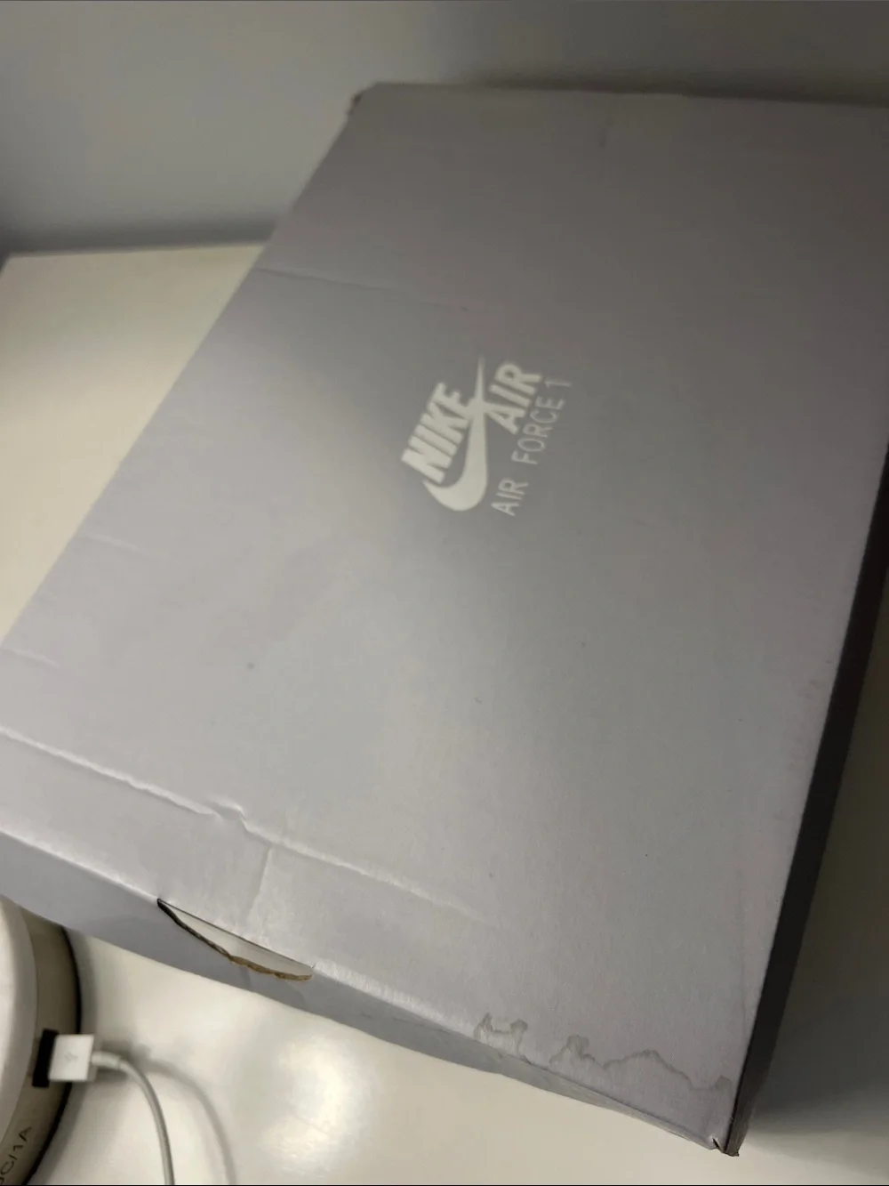 Nike Air Force 1 Mid-Top Sneakers in White & Light Gray size 5Y